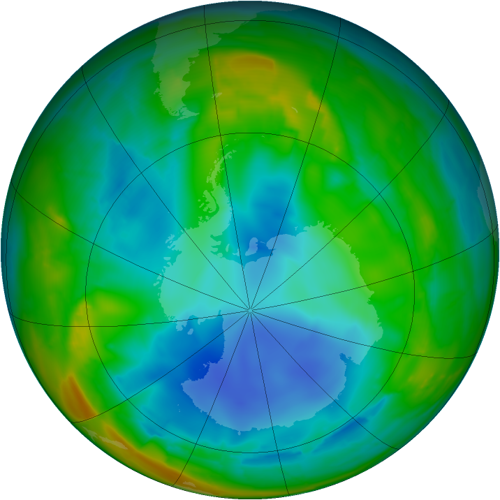 Antarctic ozone map for 27 July 2009